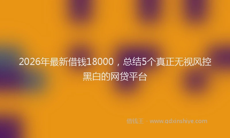 2026年最新借钱18000，总结5个真正无视风控黑白的网贷平台