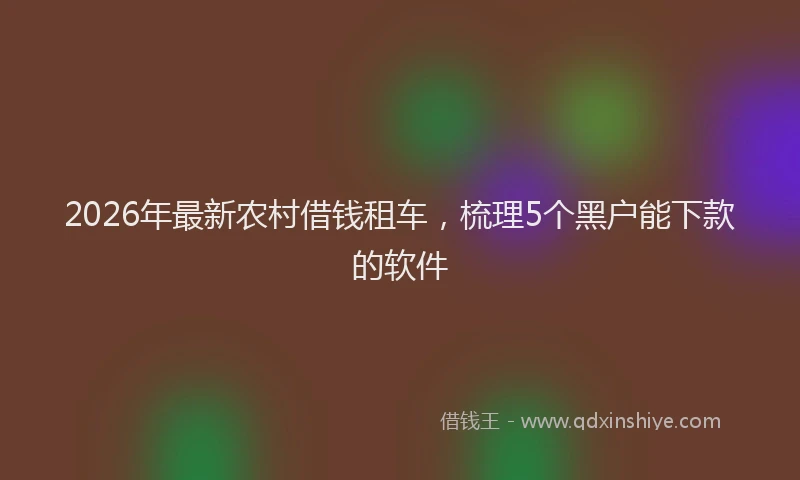 2026年最新农村借钱租车,梳理5个黑户能下款的软件