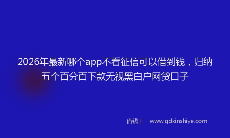 2026年最新哪个app不看征信可以借到钱，归纳五个百分百下款无视黑白户网贷口子