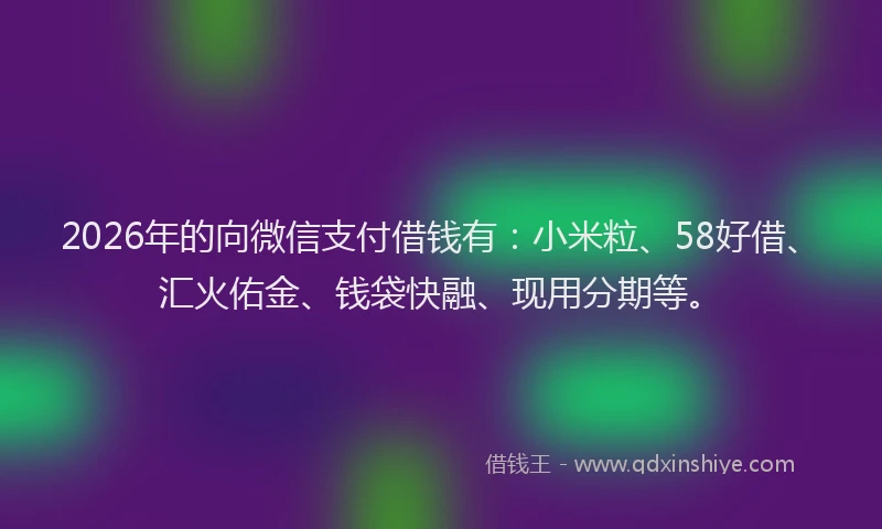 2026年的向微信支付借钱有：小米粒、58好借、汇火佑金、钱袋快融、现用分期等。