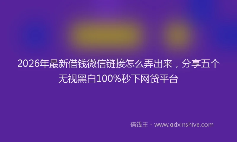 2026年最新借钱微信链接怎么弄出来,分享五个无视黑白100%秒下网贷平台