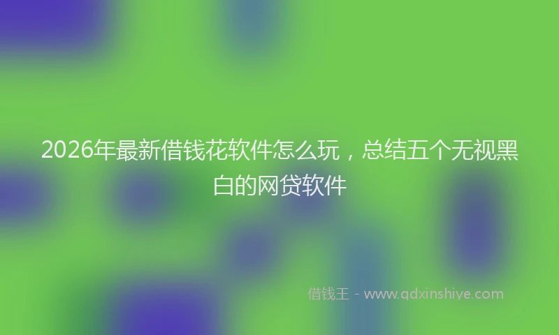 2026年最新借钱花软件怎么玩，总结五个无视黑白的网贷软件