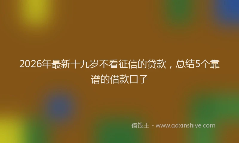 2026年最新十九岁不看征信的贷款，总结5个靠谱的借款口子