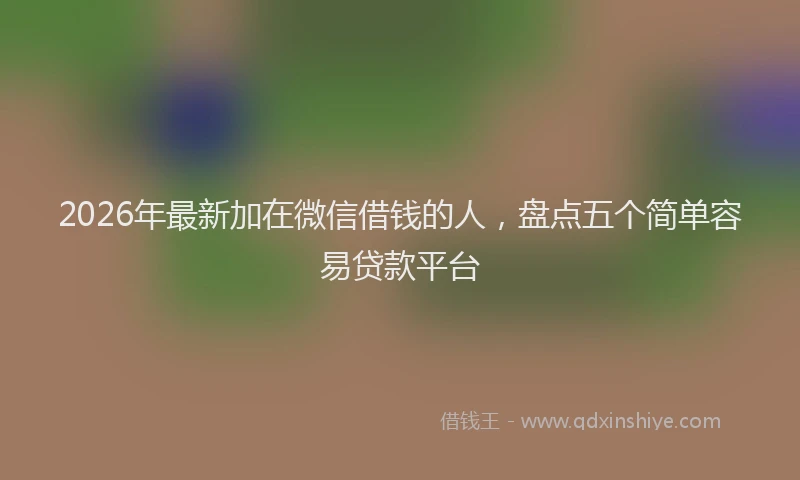 2026年最新加在微信借钱的人，盘点五个简单容易贷款平台