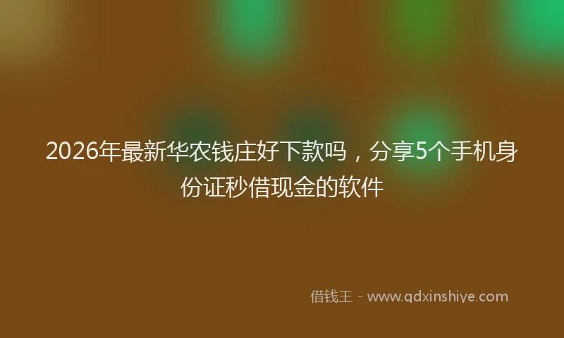 2026年最新华农钱庄好下款吗，分享5个手机身份证秒借现金的软件