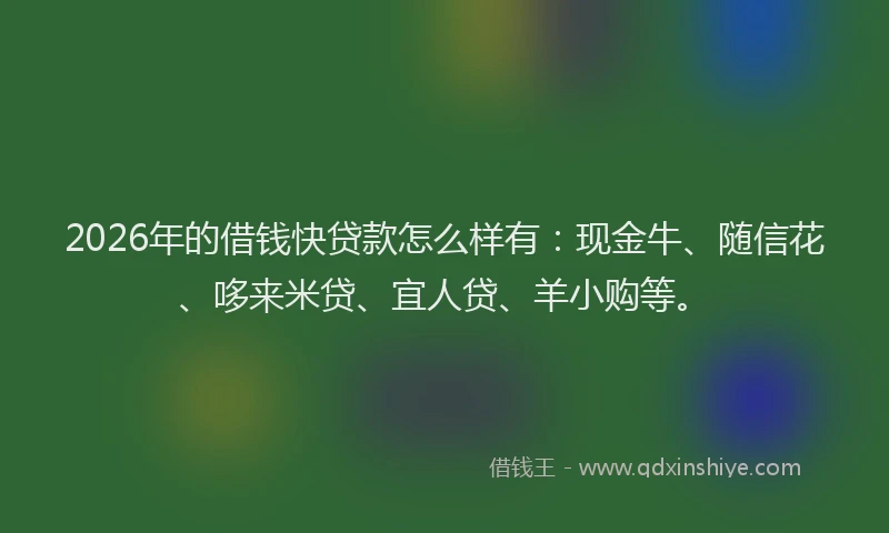 2026年的借钱快贷款怎么样有：现金牛、随信花、哆来米贷、宜人贷、羊小购等。