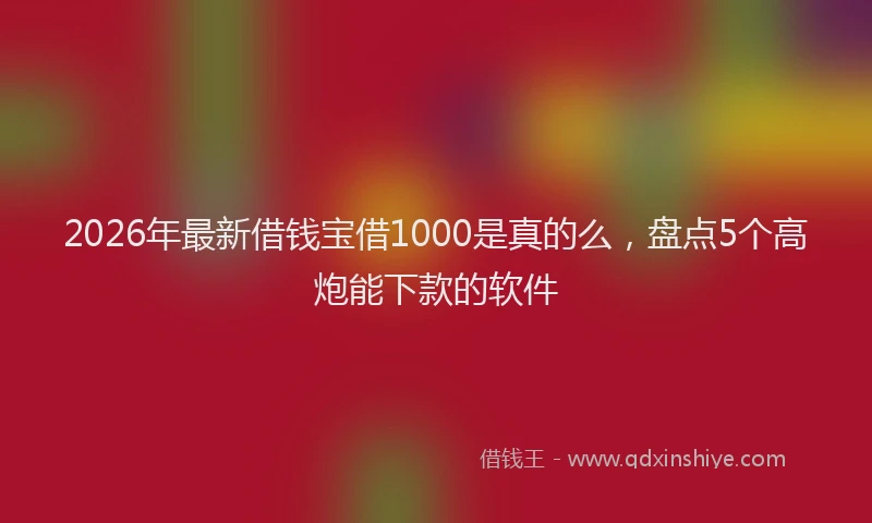 2026年最新借钱宝借1000是真的么，盘点5个高炮能下款的软件