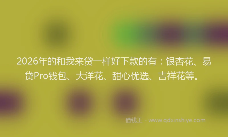 2026年的和我来贷一样好下款的有:银杏花、易贷Pro钱包、大洋花、甜心优选、吉祥花等。