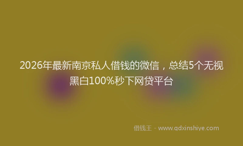 2026年最新南京私人借钱的微信，总结5个无视黑白100%秒下网贷平台