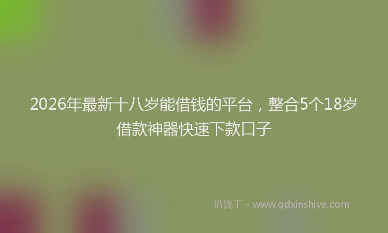 2026年最新十八岁能借钱的平台,整合5个18岁借款神器快速下款口子
