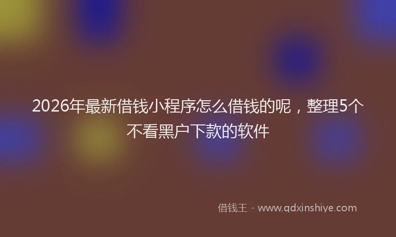 2026年最新借钱小程序怎么借钱的呢，整理5个不看黑户下款的软件
