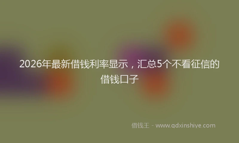 2026年最新借钱利率显示,汇总5个不看征信的借钱口子
