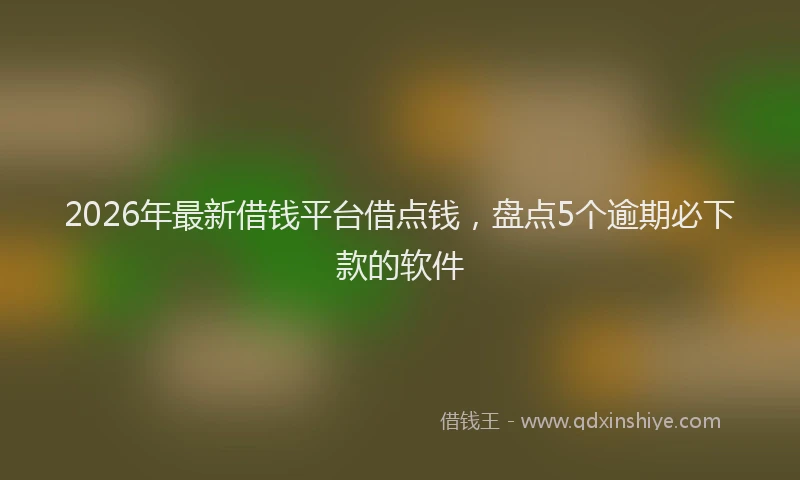 2026年最新借钱平台借点钱,盘点5个逾期必下款的软件