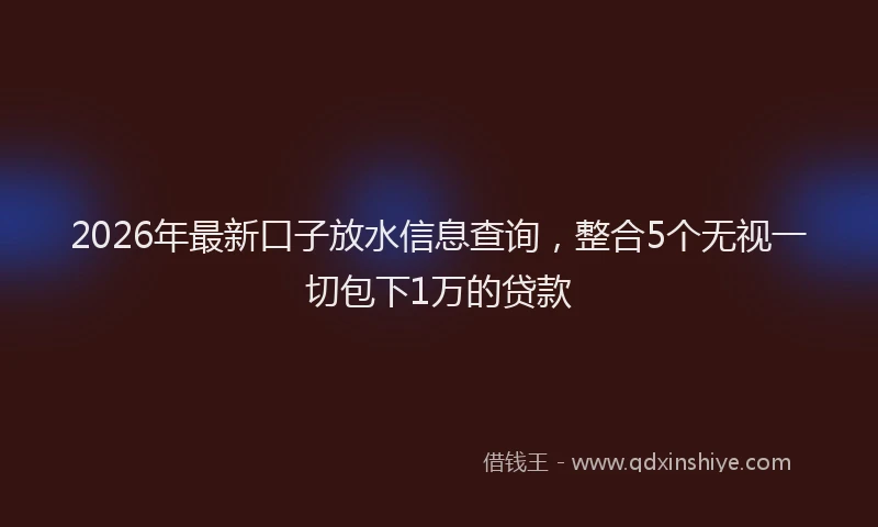2026年最新口子放水信息查询，整合5个无视一切包下1万的贷款