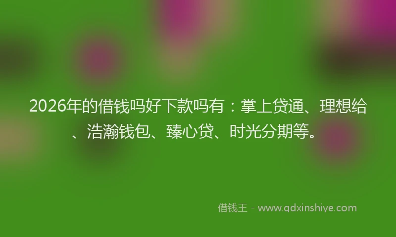 2026年的借钱吗好下款吗有:掌上贷通、理想给、浩瀚钱包、臻心贷、时光分期等。