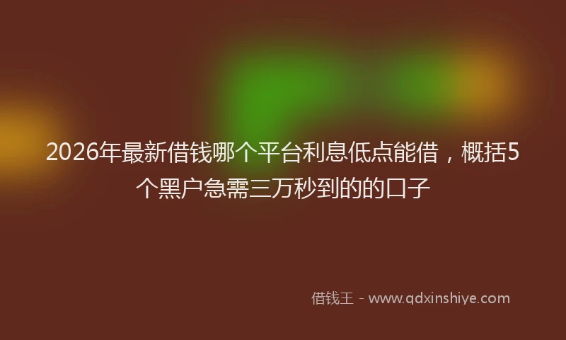 2026年最新借钱哪个平台利息低点能借，概括5个黑户急需三万秒到的的口子