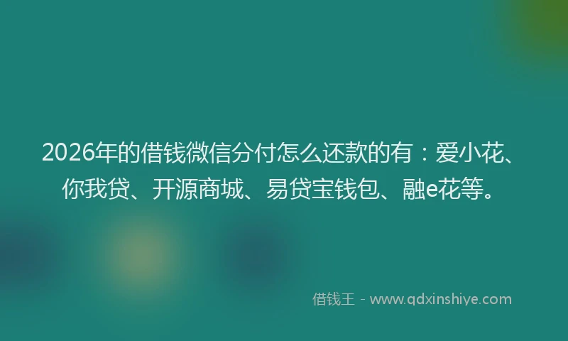 2026年的借钱微信分付怎么还款的有：爱小花、你我贷、开源商城、易贷宝钱包、融e花等。