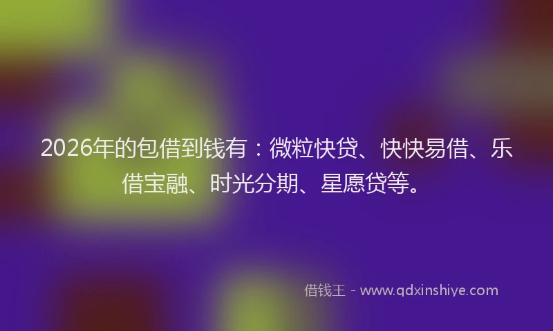 2026年的包借到钱有：微粒快贷、快快易借、乐借宝融、时光分期、星愿贷等。