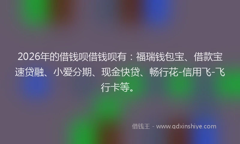 2026年的借钱呗借钱呗有:福瑞钱包宝、借款宝速贷融、小爱分期、现金快贷、畅行花-信用飞-飞行卡等。