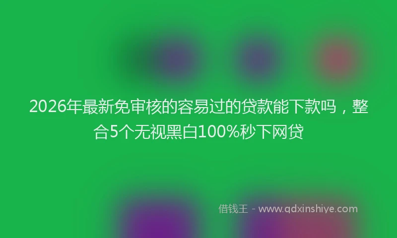 2026年最新免审核的容易过的贷款能下款吗，整合5个无视黑白100%秒下网贷