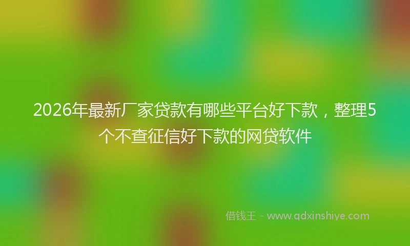 2026年最新厂家贷款有哪些平台好下款,整理5个不查征信好下款的网贷软件