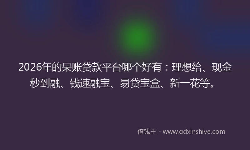 2026年的呆账贷款平台哪个好有:理想给、现金秒到融、钱速融宝、易贷宝盒、新一花等。