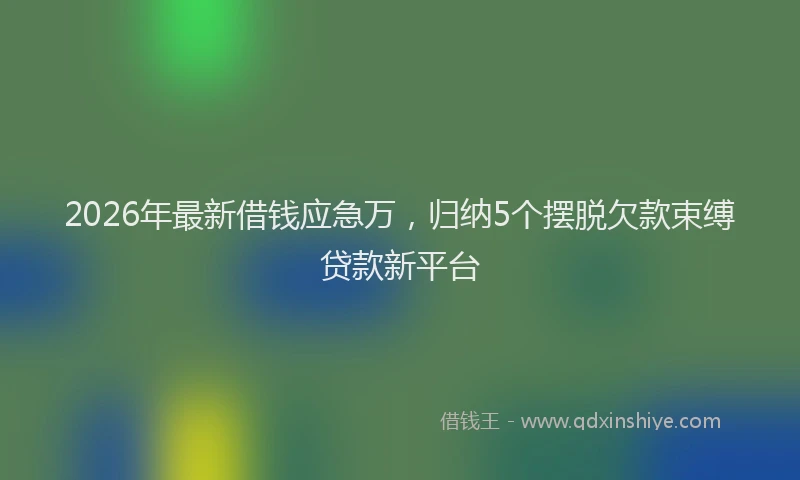 2026年最新借钱应急万,归纳5个摆脱欠款束缚贷款新平台
