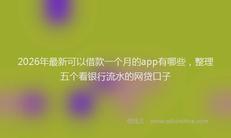 2026年最新可以借款一个月的app有哪些，整理五个看银行流水的网贷口子