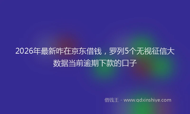 2026年最新咋在京东借钱,罗列5个无视征信大数据当前逾期下款的口子