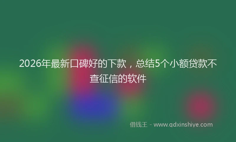2026年最新口碑好的下款,总结5个小额贷款不查征信的软件