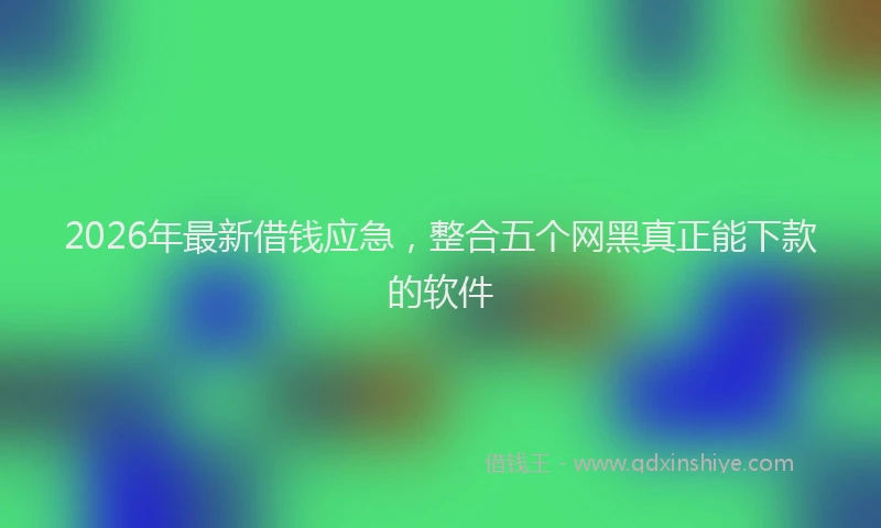 2026年最新借钱应急，整合五个网黑真正能下款的软件