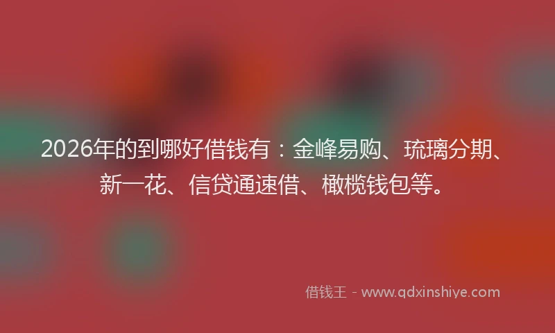 2026年的到哪好借钱有：金峰易购、琉璃分期、新一花、信贷通速借、橄榄钱包等。