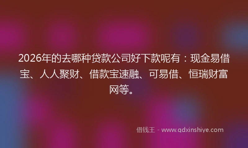 2026年的去哪种贷款公司好下款呢有：现金易借宝、人人聚财、借款宝速融、可易借、恒瑞财富网等。