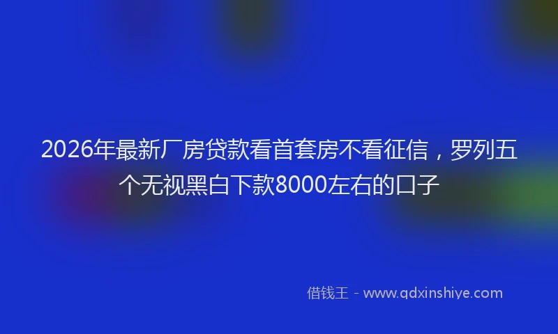 2026年最新厂房贷款看首套房不看征信,罗列五个无视黑白下款8000左右的口子