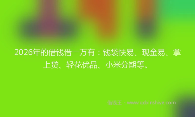 2026年的借钱借一万有:钱袋快易、现金易、掌上贷、轻花优品、小米分期等。