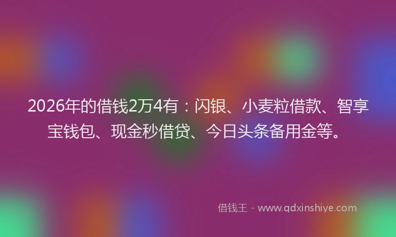 2026年的借钱2万4有:闪银、小麦粒借款、智享宝钱包、现金秒借贷、今日头条备用金等。