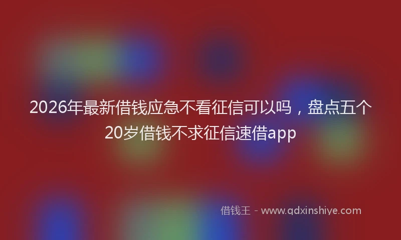 2026年最新借钱应急不看征信可以吗，盘点五个20岁借钱不求征信速借app