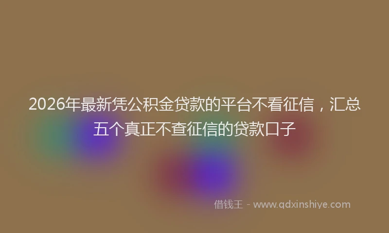 2026年最新凭公积金贷款的平台不看征信,汇总五个真正不查征信的贷款口子