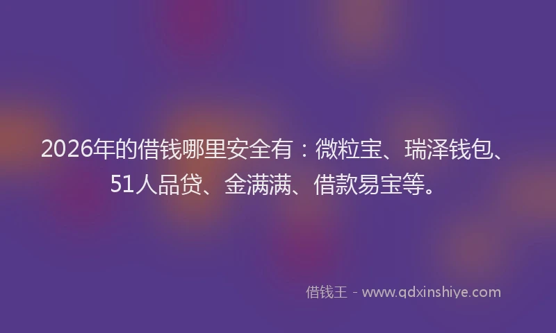 2026年的借钱哪里安全有:微粒宝、瑞泽钱包、51人品贷、金满满、借款易宝等。
