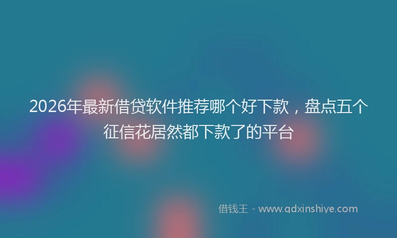 2026年最新借贷软件推荐哪个好下款，盘点五个征信花居然都下款了的平台