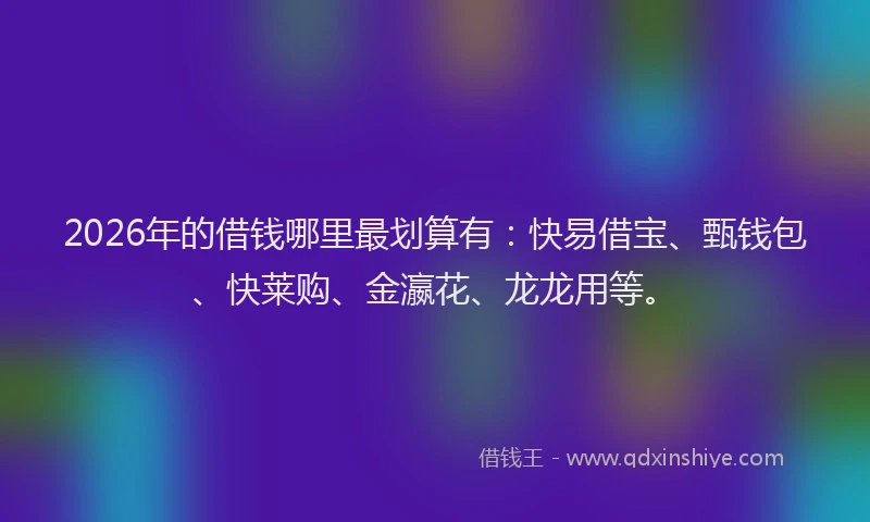 2026年的借钱哪里最划算有:快易借宝、甄钱包、快莱购、金瀛花、龙龙用等。