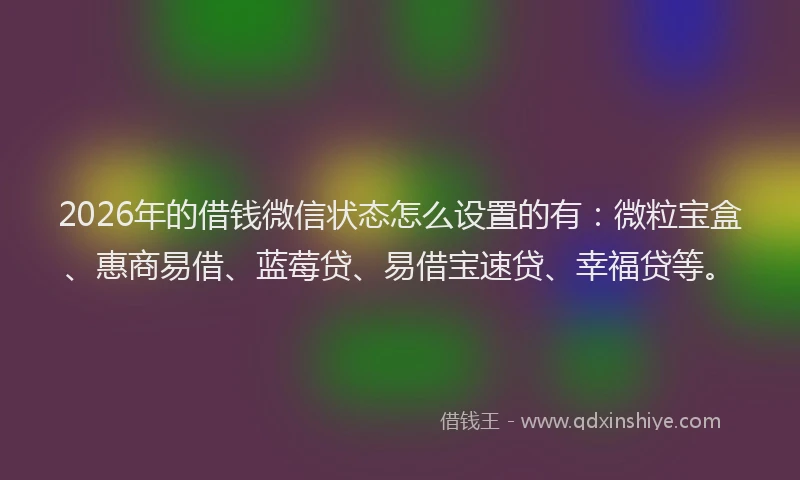 2026年的借钱微信状态怎么设置的有：微粒宝盒、惠商易借、蓝莓贷、易借宝速贷、幸福贷等。