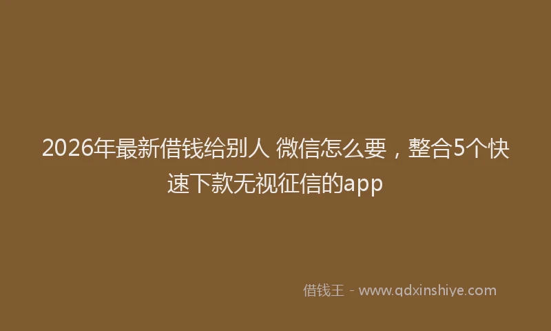 2026年最新借钱给别人 微信怎么要，整合5个快速下款无视征信的app