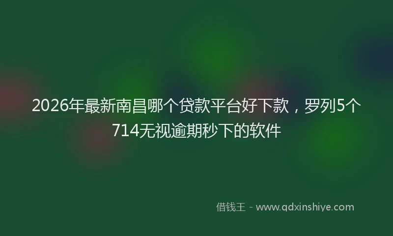 2026年最新南昌哪个贷款平台好下款，罗列5个714无视逾期秒下的软件