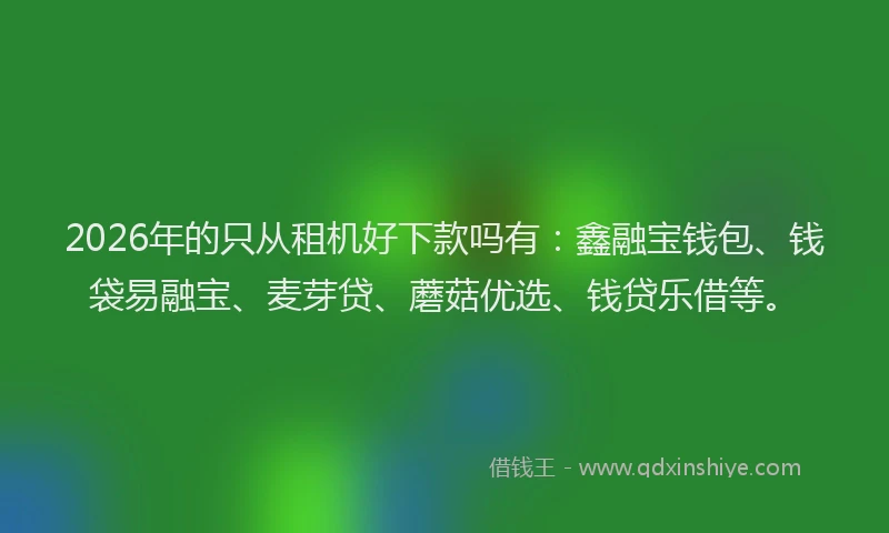 2026年的只从租机好下款吗有:鑫融宝钱包、钱袋易融宝、麦芽贷、蘑菇优选、钱贷乐借等。