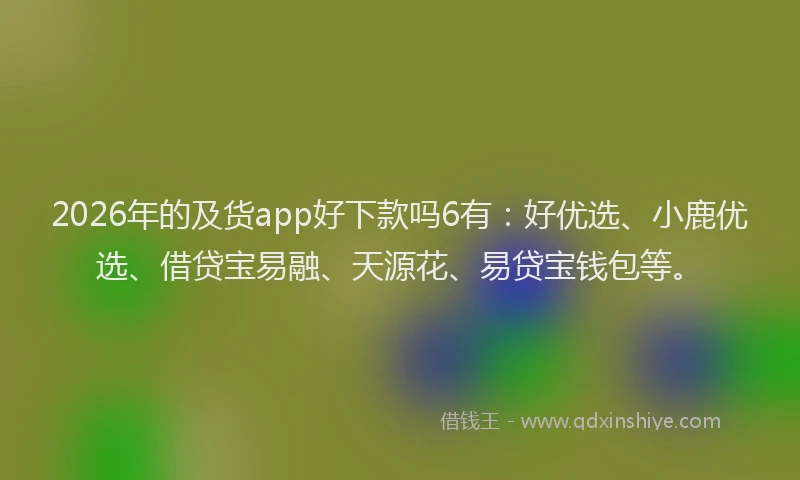 2026年的及货app好下款吗6有：好优选、小鹿优选、借贷宝易融、天源花、易贷宝钱包等。