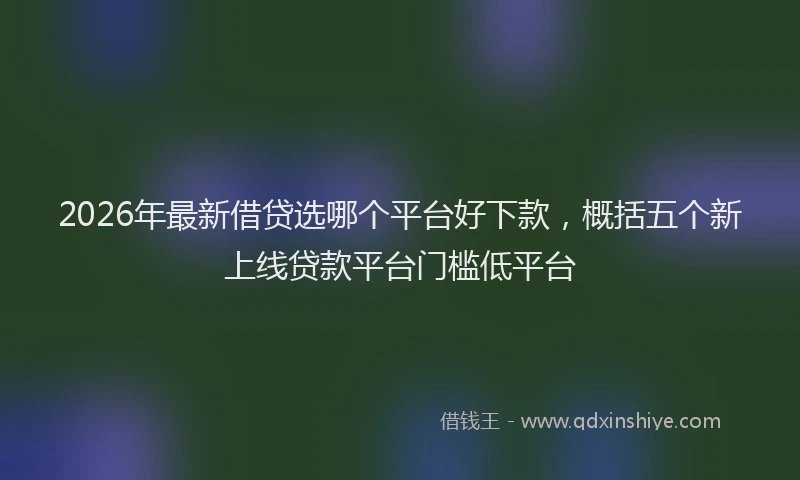 2026年最新借贷选哪个平台好下款，概括五个新上线贷款平台门槛低平台