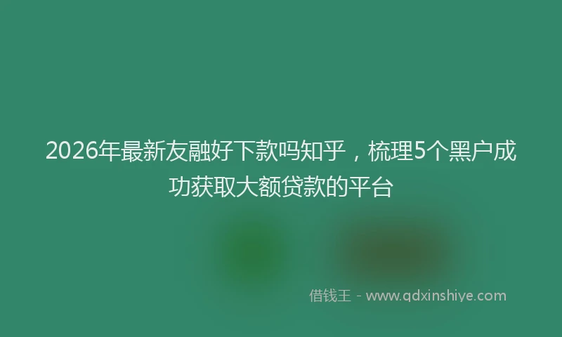 2026年最新友融好下款吗知乎,梳理5个黑户成功获取大额贷款的平台