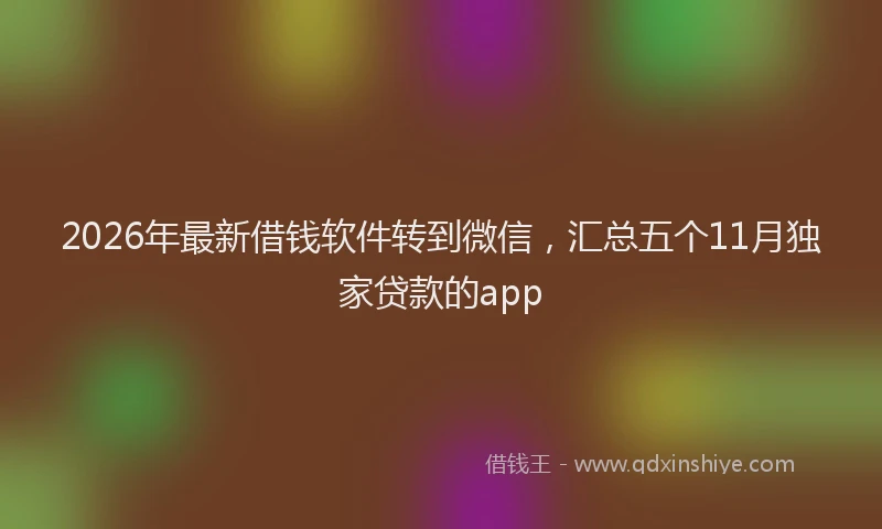 2026年最新借钱软件转到微信，汇总五个11月独家贷款的app
