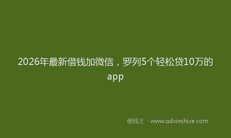 2026年最新借钱加微信，罗列5个轻松贷10万的app